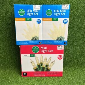 Winter Wonder Lane 2 Box Warm White LED Mini Light Sets and Clear Mini Light Set